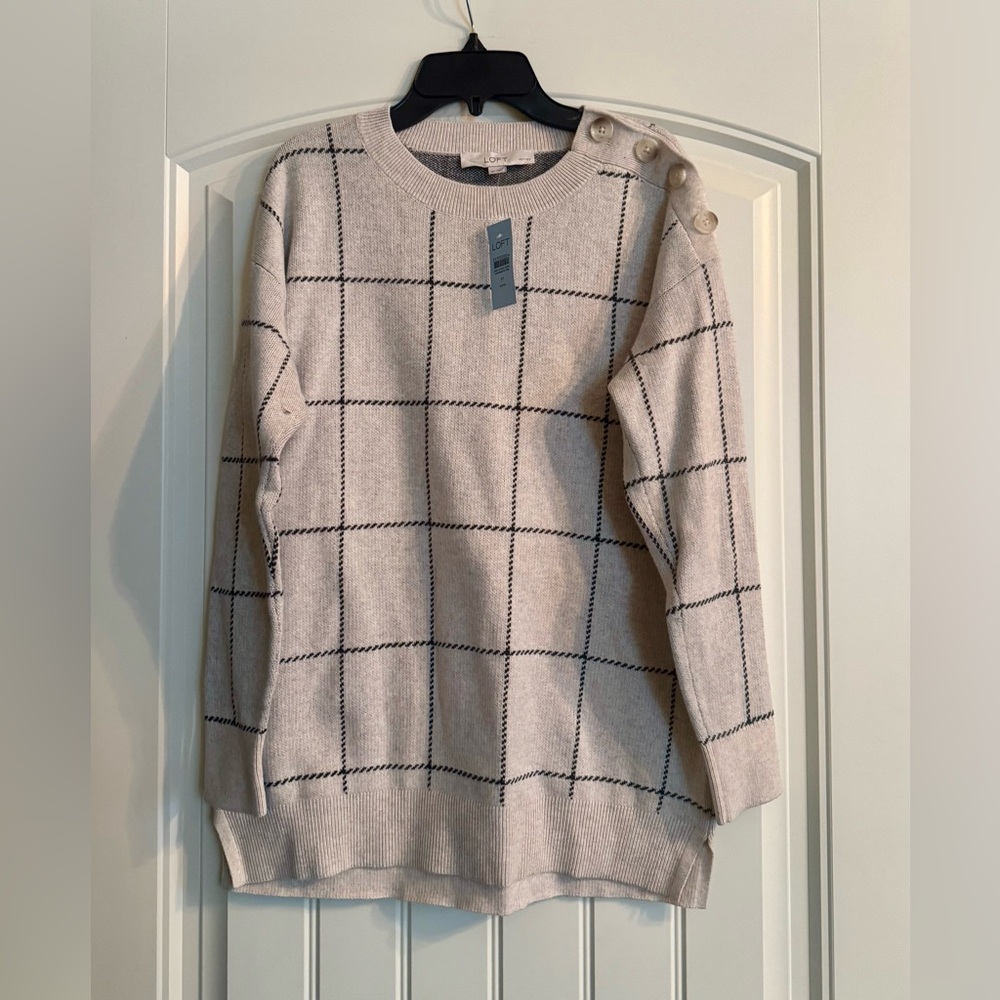 NWT Loft 100% Cotton Sweater - petite medium - beige
